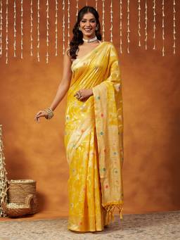 Garden VARELI - Yellow Art Silk with Banarasi Woven Design Saree