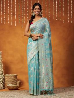 Garden VARELI - Banarasi Blue Art Silk Zari Woven Saree