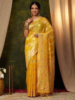 Garden VARELI - Banarasi Yellow Art Silk Handloom Saree