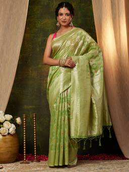 Garden VARELI - Banarasi Green Art Silk Handloom Saree