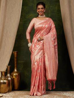 Garden VARELI - Banarasi Peach Art Silk with Woven Design Saree