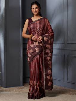 Garden VARELI - Maroon Banarasi Pure Cotton with Floral Saree