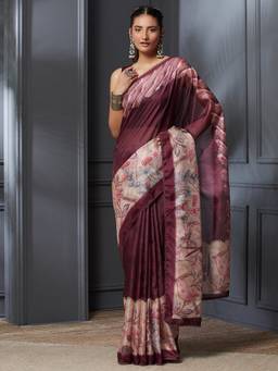 Garden VARELI - Banarasi Wine Pure Cotton with Floral Saree