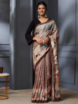 Garden VARELI - Banarasi Brown Pure Cotton with Abstract Design Saree
