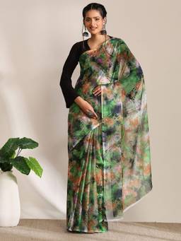 Garden VARELI - Banarasi Green Pure Cotton with Abstract Design Saree