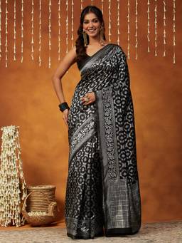 Garden VARELI - Banarasi Black Art Silk with Woven Design Saree