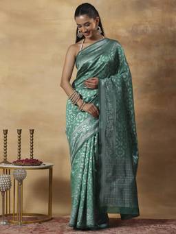 Garden VARELI - Banarasi Sea Green Art Silk with Woven Design Saree