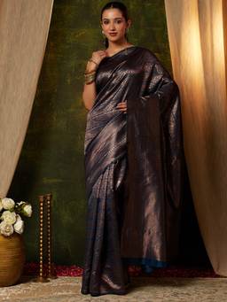 Garden VARELI - Banarasi Navy Blue Art Silk with Woven Design Saree