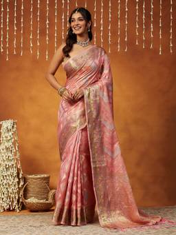Garden VARELI - Banarasi Pink Art Silk Woven Festive Saree