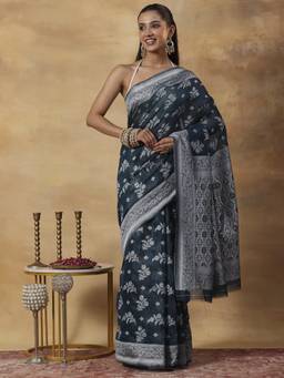 Garden VARELI - Banarasi Teal Blue Art Silk with Woven Design Saree