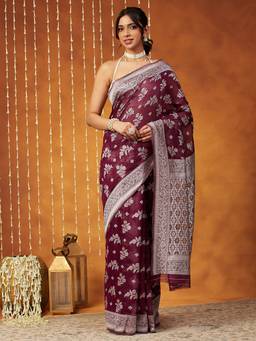 Garden VARELI - Banarasi Purple Art Silk Woven Design Saree