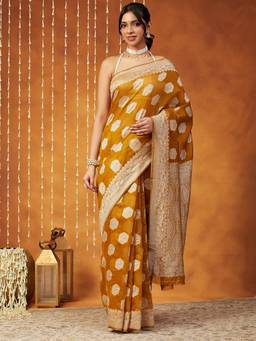 Garden VARELI - Banarasi Mustard Silk Blend with Woven Design Saree