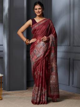 Garden VARELI - Maroon Pure Cotton with Floral Saree