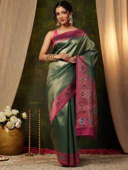 Garden VARELI - Banarasi Green Art Silk with Woven Design Saree