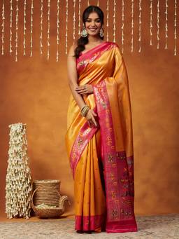 Garden VARELI - Banarasi Yellow Art Silk with Woven Design Saree