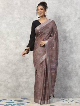 Garden VARELI - Bhagalpuri Mauve Art Silk with Animal Print Design Saree