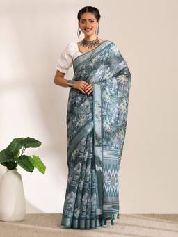 Garden VARELI - Daily Wear Grey Art Silk with Floral Saree