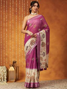 Garden VARELI - Daily Wear Purple Art Silk with Floral Design Saree