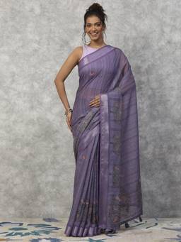 Garden VARELI - Banarasi Purple Art Silk with Woven Design Saree