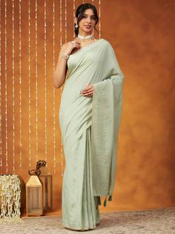 Garden VARELI - Banarasi Light Green Art Silk with Solid Design Saree