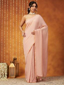 Garden VARELI - Banarasi Pink Art Silk with Solid Design Saree