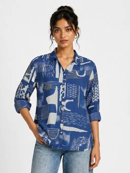 max - Women Printed Blue Tunic