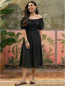 CLO - Solid Black Midi Dress