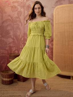 CLO - Solid Green Midi Dress