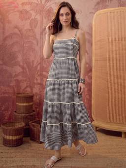 CLO - Checked Black Maxi Dress