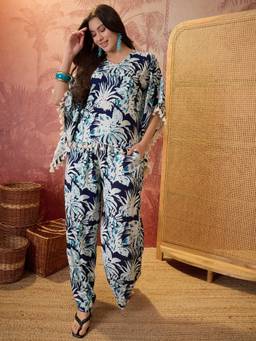 CLO - Printed Pure Cotton Short Sleeve Navy Blue Co-Ords