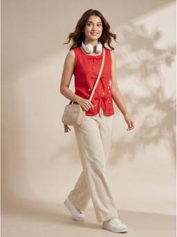 Vastara TheLabel - Handloom Organic Cotton Red Crop Top