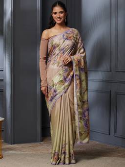 Garden VARELI - Bhagalpuri Cream Tussar Silk Floral Saree