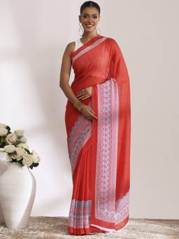 Garden VARELI - Daily Wear Red Georgette with Printed Design Saree