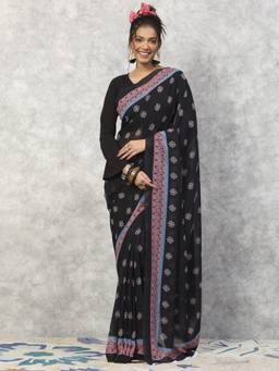 Garden VARELI - Daily Wear Black Georgette with Geometric Saree