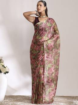 Garden VARELI - Daily Wear Mauve Pink Chiffon with Abstract Design Saree