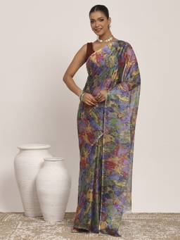 Garden VARELI - Bhagalpuri Multicolor Chiffon with Abstract Design Saree
