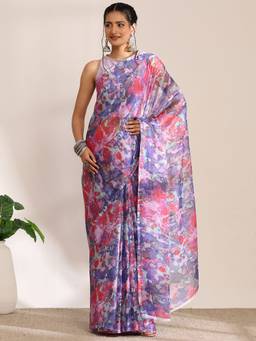 Garden VARELI - Bhagalpuri Purple Chiffon Abstract Saree