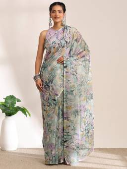 Garden VARELI - Daily Wear Mint Green Chiffon with Abstract Design Saree