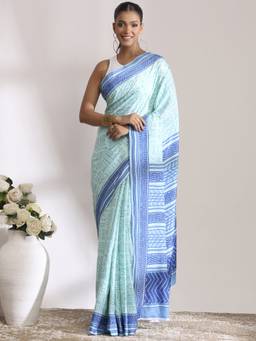 Garden VARELI - Bhagalpuri Sky Blue Crepe Saree