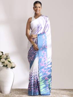 Garden VARELI - Banarasi Pure White Satin with Design Saree