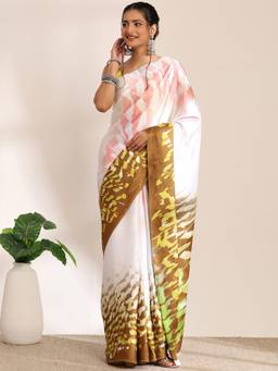 Garden VARELI - Banarasi Off-White Satin with Abstract Design Saree