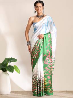 Garden VARELI - Banarasi Pure White Satin with Saree