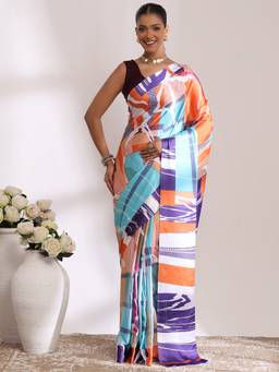 Garden VARELI - Banarasi Blue Satin with Abstract Design Saree