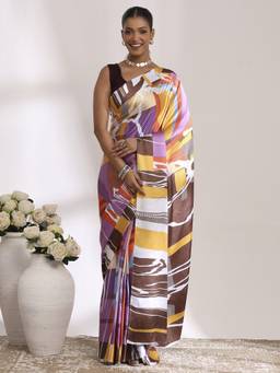 Garden VARELI - Banarasi Yellow Satin with Abstract Design Saree