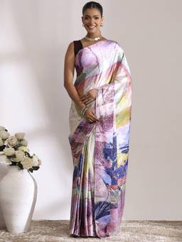 Garden VARELI - Banarasi Pastel Pink Satin with Abstract Design Saree