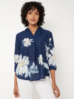 max - Women Floral Print Blue Tunic