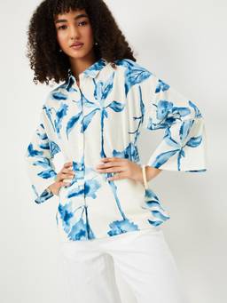 max - Women Floral Print Off White Tunic