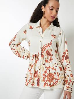 max - Women Printed Off White Tunic