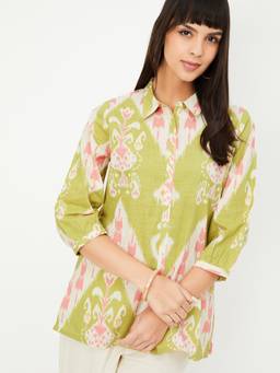 max - Women Printed Green Tunic