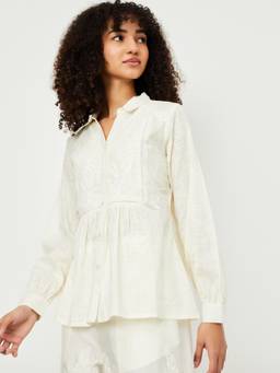 max - Kalki x Max Women Embroidered A-line Off White Tunic